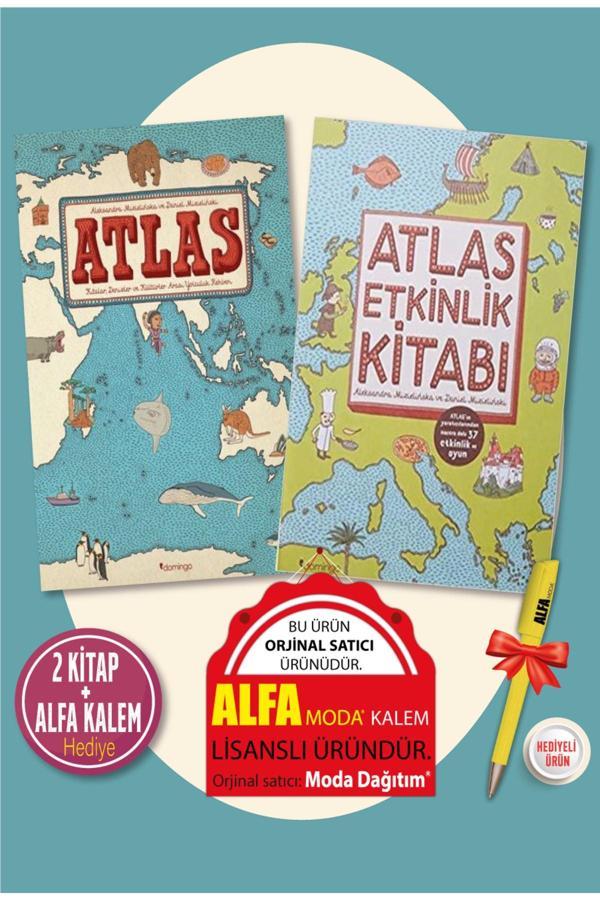 Atlas (Ciltli) + Atlas Etkinlik Kitabı (Aleksandra Mizielinska & D. Mizielinski) 2'Li Set + Kalem - Domingo Yayınevi - Image 1