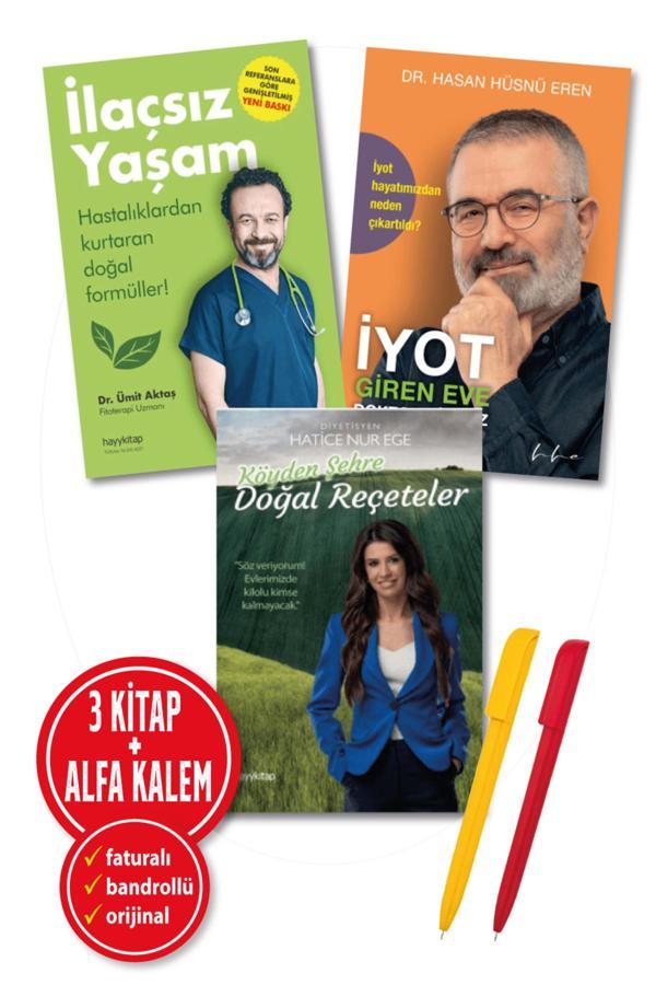 Alfa Kalem + Aktaş, Eren, Ege 3 Kitap (İlaçsız Yaşam + İyot & Sağlık + Doğal Reçeteler) - Hayykitap - Image 1