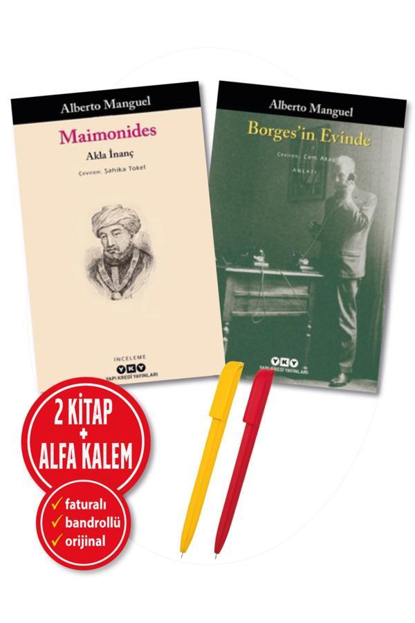 Alfa Kalem + Alberto Manguel 2 Kitap Set (Maimonides + Borges’İn Evinde)-Yeni-Edebiyat - Yapı Kredi Yayınları - Image 1