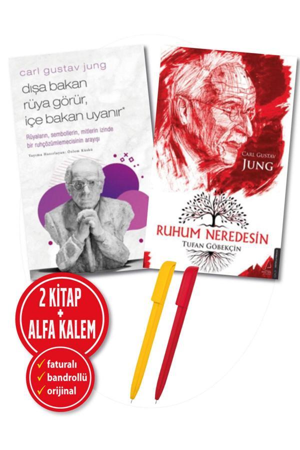 Carl Gustav Jung 2 Kitap - Dışa Bakan Rüya Görür + Ruhum Neredesin + Alfa Kalem + Destek Kitap Psikoloji - Destek Yayınları - Image 1