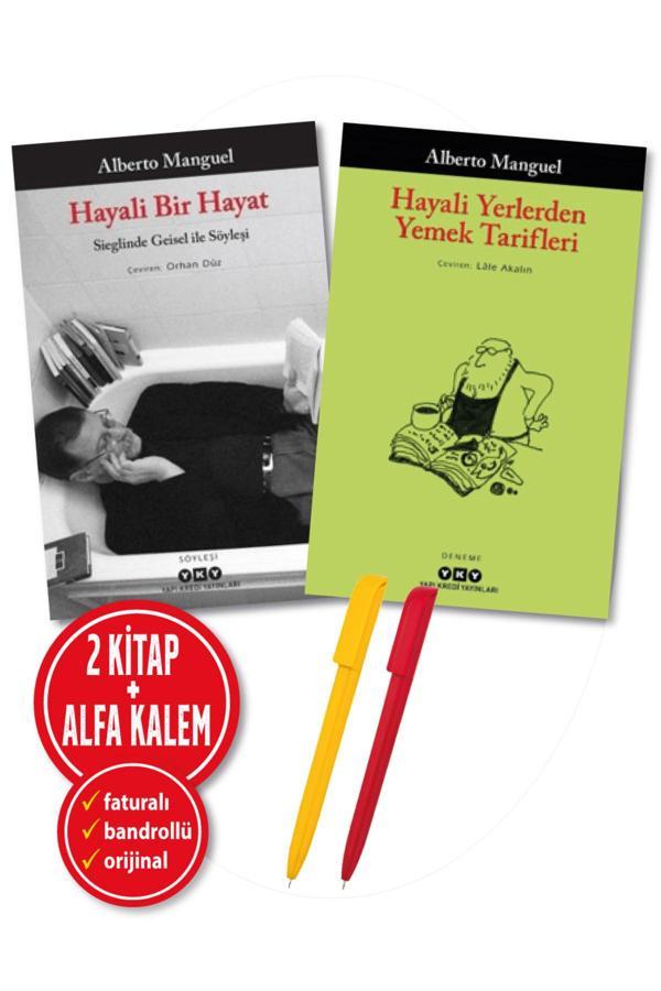Alfa Kalem + Alberto Manguel 2 Kitap Set (Hayali Bir Hayat + Hayali Yerlerden Yemek Tarifleri)-Yeni - Yapı Kredi Yayınları - Image 1
