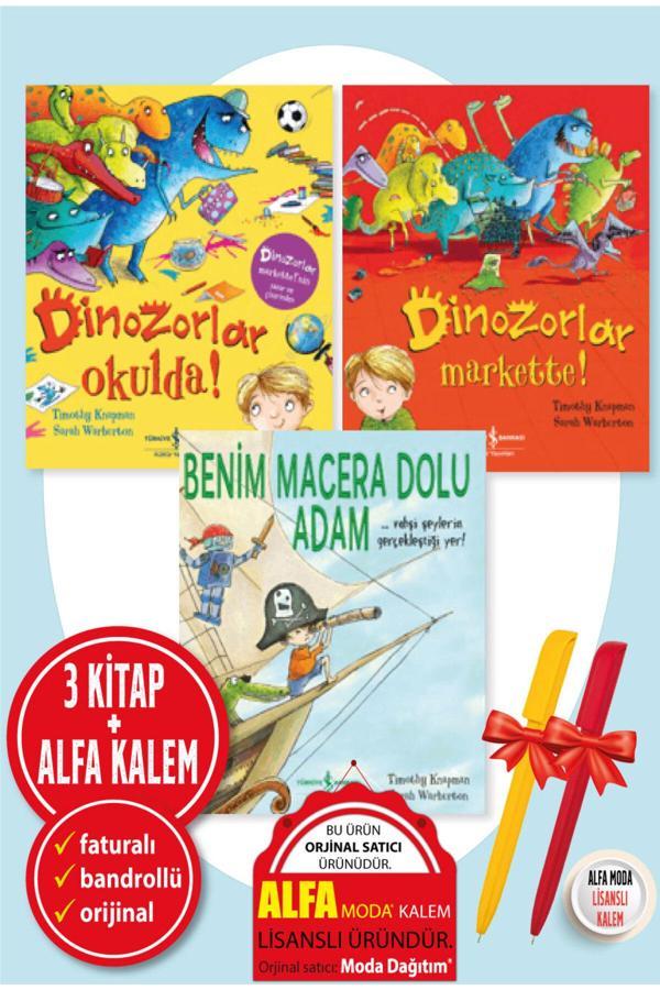 Alfa Kalem + Timothy Knapman 3 Kitap Set (Dinozorlar Okulda!-Markette!-Benim Macera Dolu Adam) - İş Bankası Kültür Yayınları - Image 1