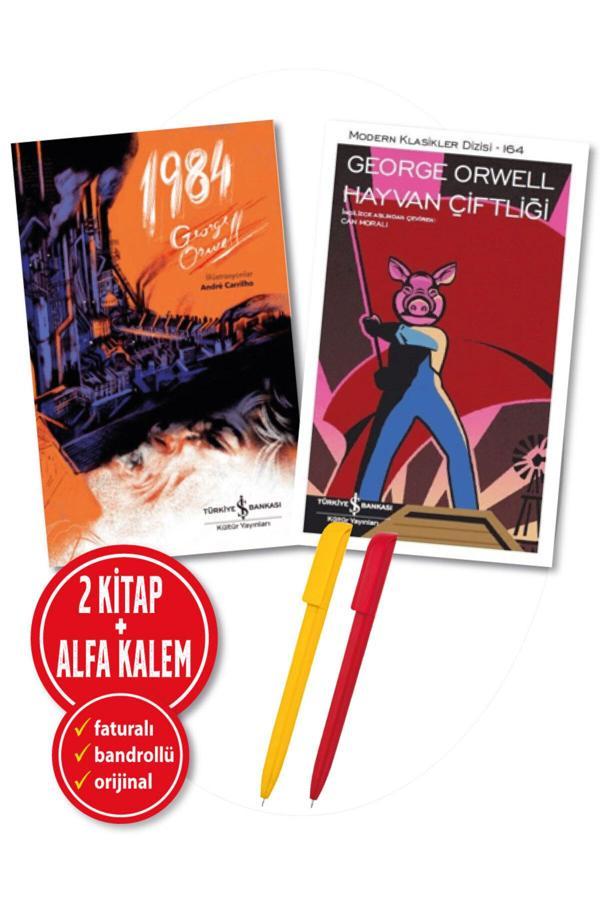George Orwell 2 Kitap 1984 (İllüstrasyonlu) + Hayvan Çiftliği (Ciltli) (Yeni) İş Bankası Kitap - İş Bankası Kültür Yayınları - Image 1