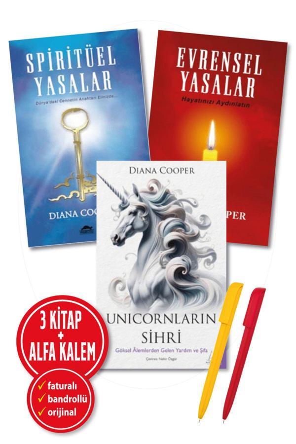 Alfa Kalem + Diana Cooper(Unicornların Sihri + Evrensel Yasalar + Spiritüel Yasalar) 3 Kitap-Yeni-Destek - Destek Yayınları - Image 1