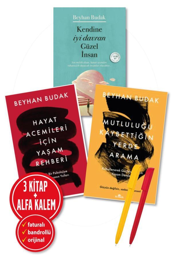 Alfa Kalem + Beyhan Budak 3 Kitap(Mutluluğu Kaybettiğin Yerde + Hayat Acemileri + Kendine İyi Davran) - Kronik Kitap - Image 1