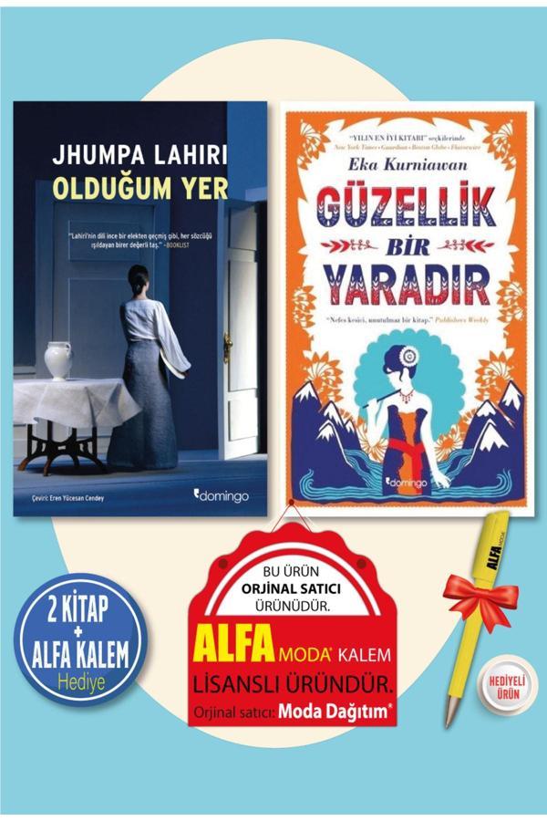 Olduğum Yer (Jhumpa Lahiri) + Güzellik Bir Yaradır (Eka Kurbiawan) 2 Kitap + Alfa Moda Kalem Hediye - Domingo Yayınevi - Image 1