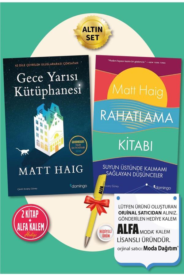 Gece Yarısı Kütüphanesi + Rahatlama Kitabı (Matt Haig) 2 Kitap + Alfa Kalem Hediye - Domingo Yayın - Domingo Yayınevi - Image 1