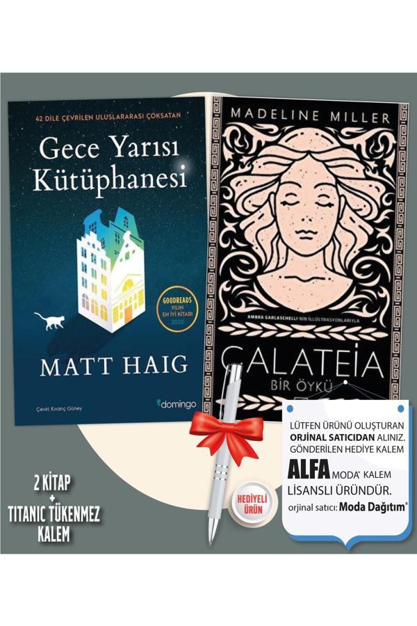 Gece Yarısı Kütüphanesi (M. Haig) + Galateia:Bir Öykü (M. Miller),Domingo, Ithaki + Titanic Kalem - Domingo Yayınevi - Image 1