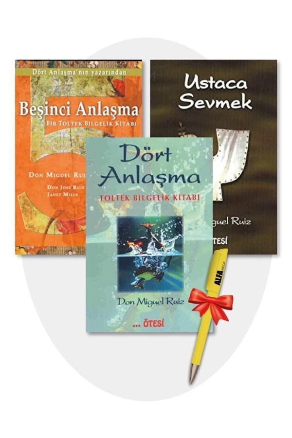 Dört Anlaşma + Beşinci Anlaşma + Ustaca Sevmek (Don Miguel Ruiz) 3 Kitap + Moda Lisanslı Kalem - Ötesi Yayıncılık - Image 1