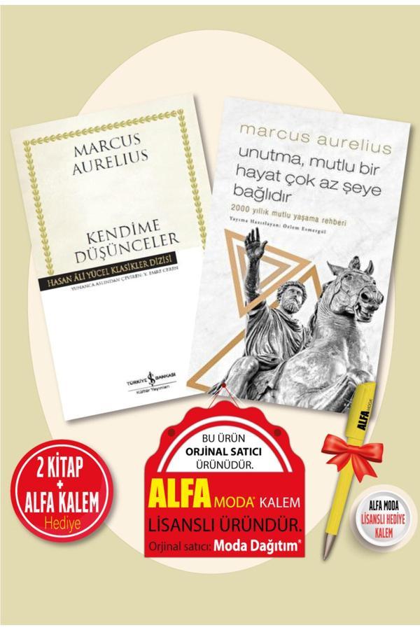 Kendime Düşünceler + Unutma, Mutlu Bir Hayat Çok Az Şeye Bağlıdır / Marcus Aurelius 2 Kitap + Kalem - İş Bankası Kültür Yayınları - Image 1