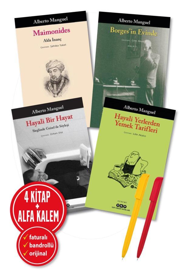 Alfa Kalem + Alberto Manguel 4 Kitap (Maimonides + Borges’İn Evinde + Hayali Bir Hayat + Yerlerden Yemek) - Yapı Kredi Yayınları - Image 1