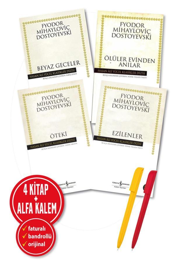 Alfa Kalem + (Beyaz Geceler + Ölüler Evinden Anılar + Öteki + Ezilenler) Dostoyevski 4 Kitap Set Yeni - İş Bankası Kültür Yayınları - Image 1