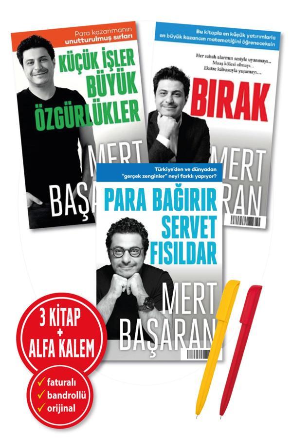 Alfa Kalem + Mert Başaran 3 Kitap Yeni (Para Bağırır Servet Fısıldar + Bırak + Küçük İşler Büyük Özgürlü) - Butik Yayınları - Image 1