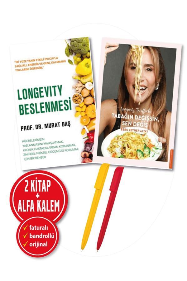 Alfa Kalem + Longevity Tariflerle Tabağın Değiş + Longevity Beslenmesi(Ebru Zeynep + Murat Baş) 2 Kitap - Destek Yayınları - Image 1