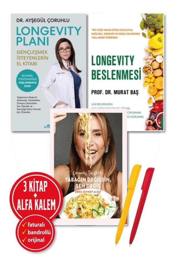 Alfa Kalem + Longevity Planı + Beslenmesi + Tariflerle 3 Kitap (Murat Baş + Ayşegül Çoruhlu + Ebru Zeynep) - Destek Yayınları - Image 1