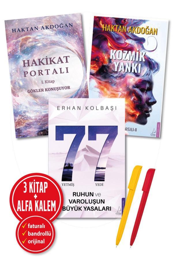 Alfa Kalem + Yetmiş Yedi 77 + Kozmik Yankı + Hakikat Portalı 3 Kitap (Erhan Kolbaşı + Haktan Akdoğan)-Yeni - İnkılap Kitabevi Yayınevi - Image 1