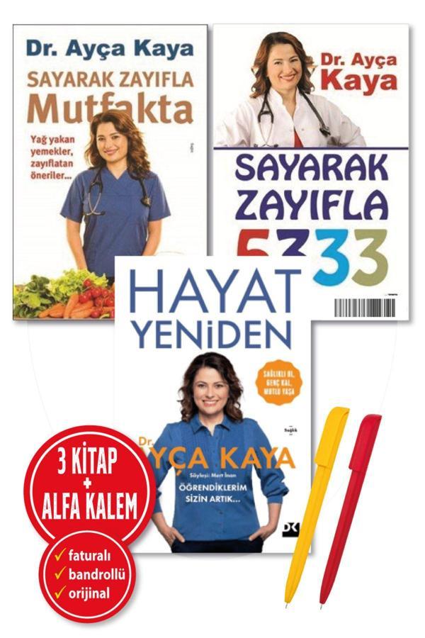 Alfa Kalem + Ayça Kaya 3 Kitap (Sayarak Zayıfla Mutfakta + Sayarak Zayıfla - 5333 + Hayat Yeniden) Yeni - Doğan Kitap - Image 1