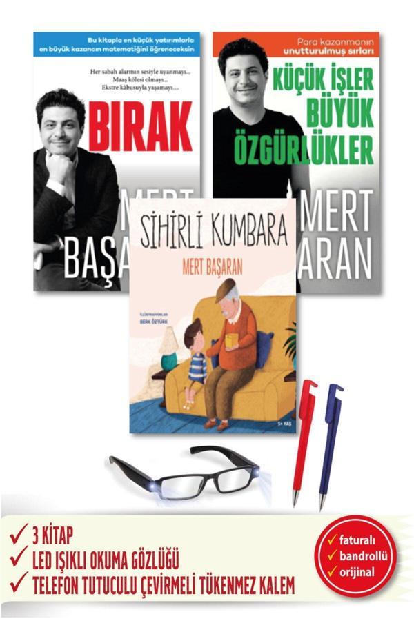 Mert Başaran 3 Kitap Set (Sihirli Kumbara + Bırak + Küçük İşler Büyük Özgürlükler) + Okuma Gözlüğü - Butik Yayınları - Image 1
