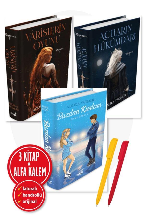 Alfa Kalem + Adora Yağmur 3 Kitap Set (Varislerin Oyunu-Acıların Hükümdarı-Buzdan Kıvılcım) Ciltli - İndigo Kitap Yayınevi - Image 1