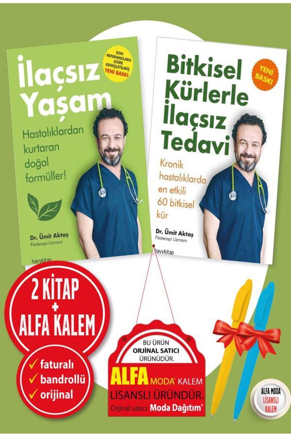 Alfa Kalem + İlaçsız Yaşam + Bitkisel Kürlerle İlaçsız Tedavi Ümit Aktaş 2 Kitap Set - Hayykitap - Image 1