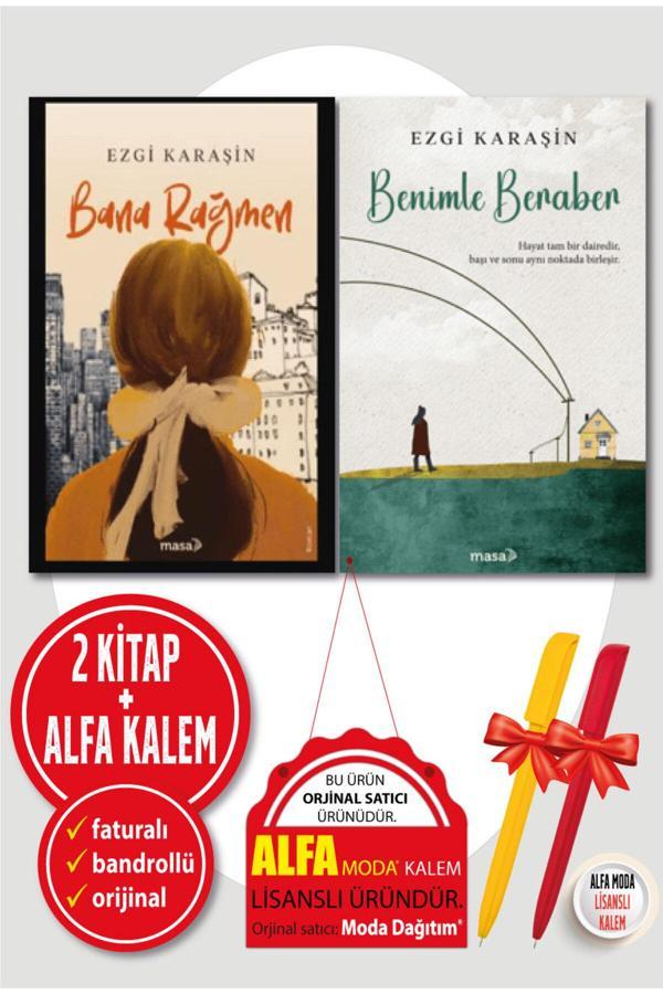 Ezgi Karaşin 2 Kitap Set Bana Rağmen + Benimle Beraber + Alfa Kalem-Edebiyat / Roman Masa Kitap - Masa Kitap - Image 1