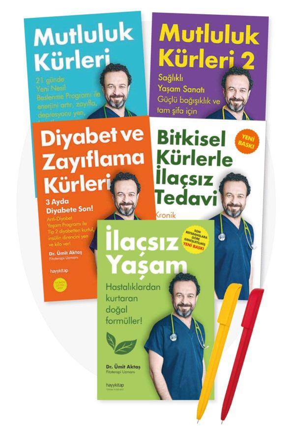 Alfa Kalem + Ümit Aktaş 5 Kitap Set - Mutluluk Kürleri Diyabet Ve Zayıflama İlaçsız Yaşam Bitkisel - Hayykitap - Image 1