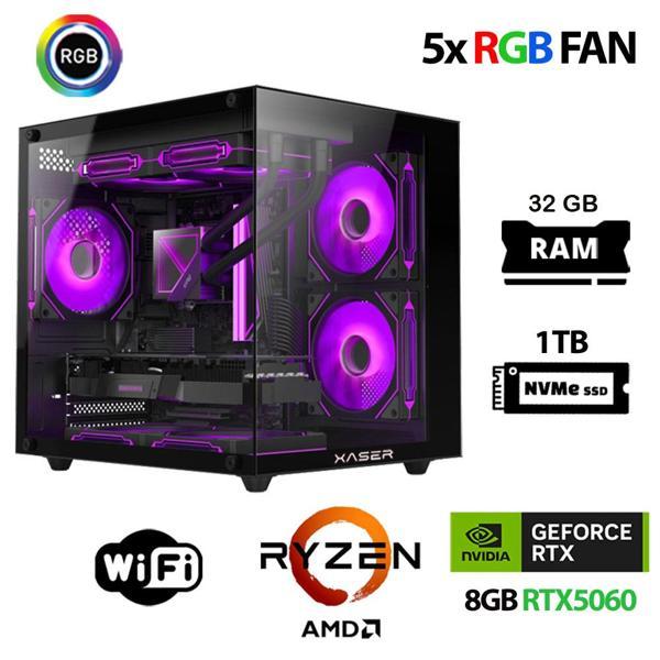 Xaser Eco X280 Ryzen 5 5600 32GB Ram 1TB M.2 NVMe SSD 8GB RTX5060 Oyuncu Masaüstü Bilgisayarı - Image 1