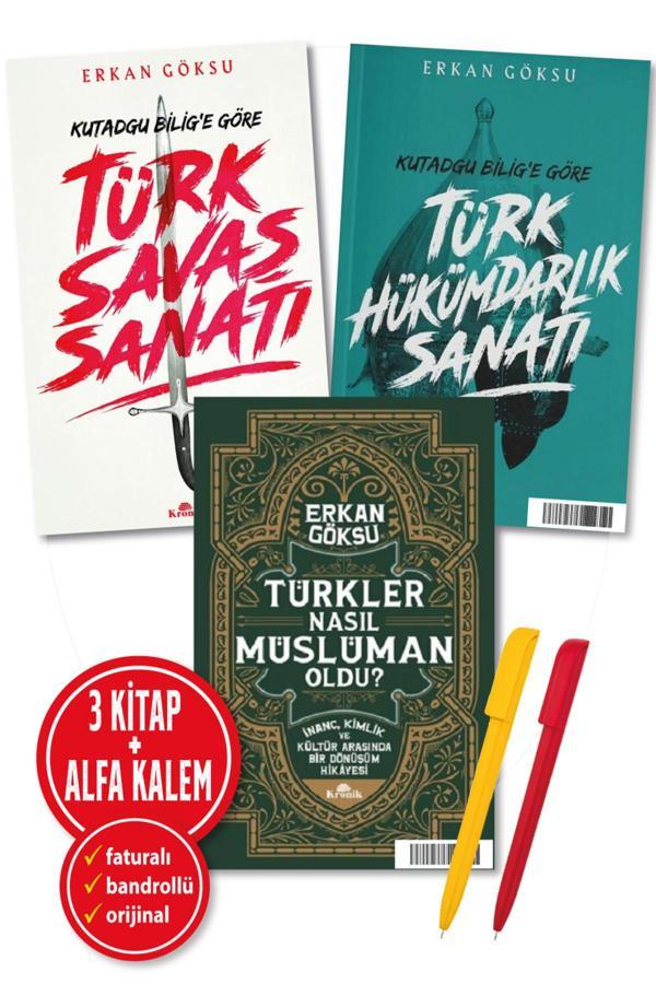 Alfa Kalem + Erkan Göksu 3 Kitap (Kutadgu Bilig'E Göre Türk Hükümdarlık + Savaşı Sanatı + Nasıl Müslüman) - Kronik Kitap - Image 1