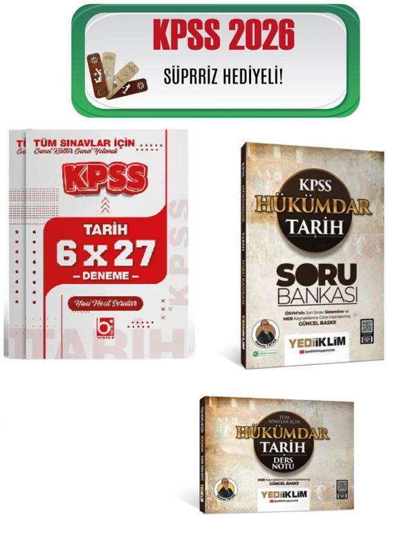 KPSS Tarih Hükümdar Soru Bankası Ders Notları ve Deneme Seti 3 Kitap Bigelio ve Yediiklim Yayınları - Yediiklim Yayınları - Image 1