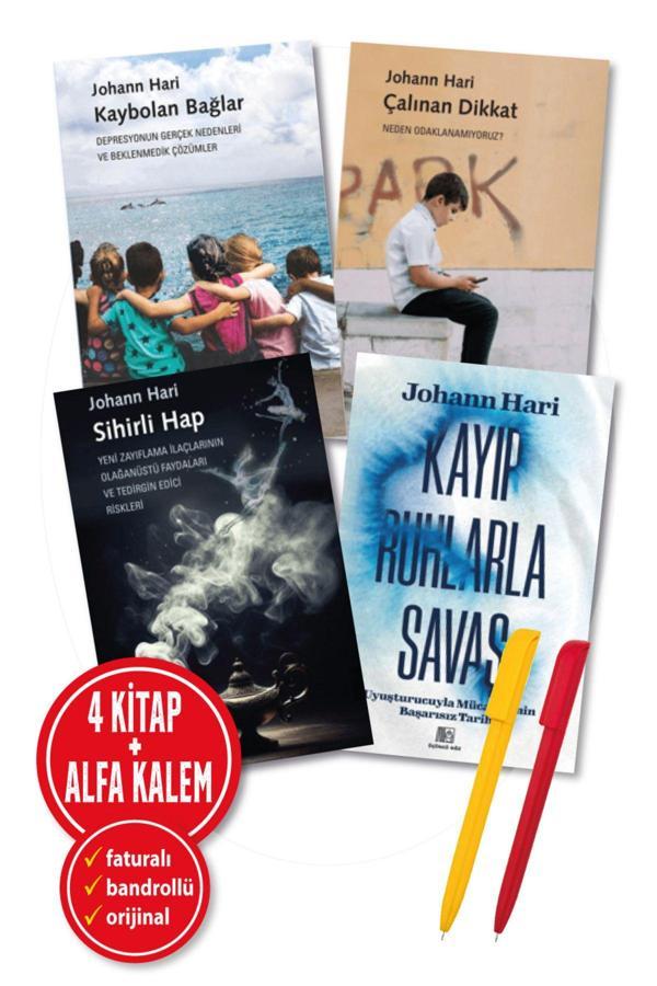 Alfa Kalem + Johann Hari 4 Kitap Kaybolan Bağlar + Çalınan Dikkat + Sihirli Hap + Kayıp Ruhlarla Savaş - İnkılap Kitabevi Yayınevi - Image 1