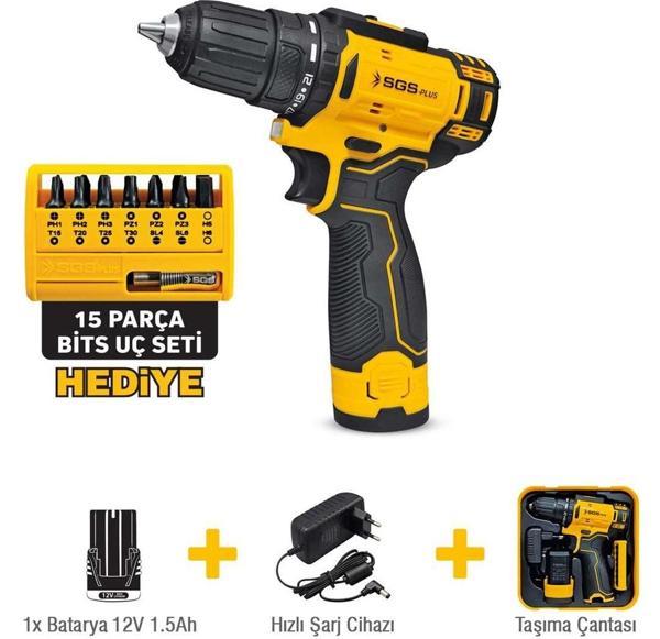 Sgs 5147 Akülü Vidalama Matkabı 12V Tek Akülü 1,5AMPER - Image 1