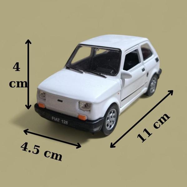 Nostaljik Metal Çek Bırak Beyaz Fiat 126 Araba Kapılar Açılır - Image 1