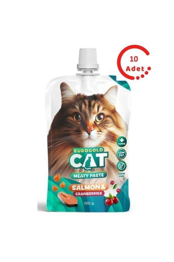 Eurogold Kedi Et Ezme Ödülü Somon-Kızılcık 100 Gr X 10 Adet - Image 1