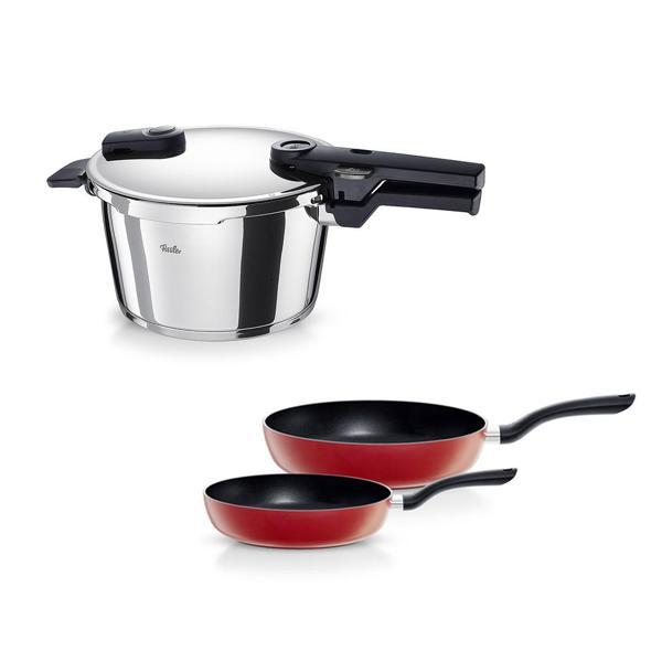 Fissler Vitaquick Glossy 4,5 Litre Düdüklü Tencere + Kırmızı Cenit Tava Set - Image 1