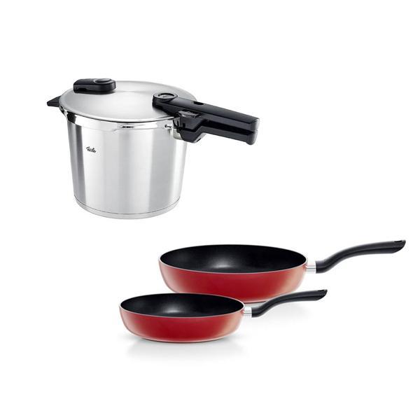 Fissler Vitaquick Premium 4,5 Litre Düdüklü Tencere + Kırmızı Cenit Tava Set - Image 1