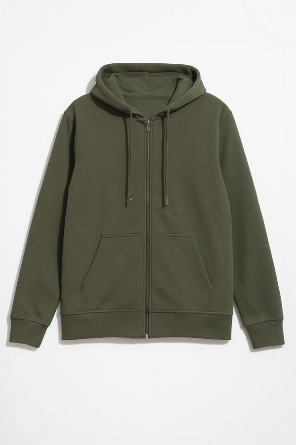 Erkek Fermuarlı Kapüşonlu Cepli Sweatshirt - Image 1
