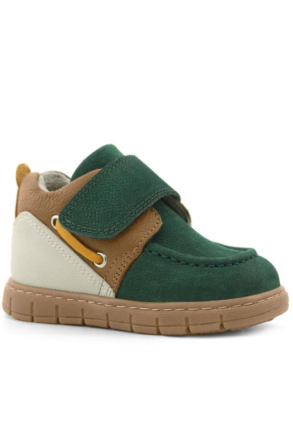 Rakerplus Hakiki Deri Yeşil Taba Cırt Cırtlı Bebek Bot - Image 1