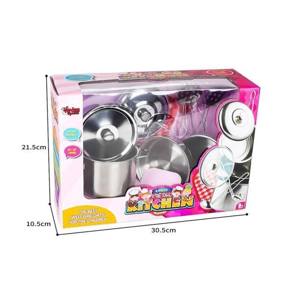 8 PARÇA ÇELİK TENCERE TAVA SETİ VARDEM Kız Erkek Çocuk Oyuncak Eğitici Oyuncaklar - Image 1