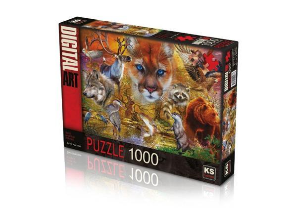 KS Puzzle 1000 Parça North American Animals Kız Erkek Çocuk Oyuncak Eğitici Oyuncaklar - Image 1