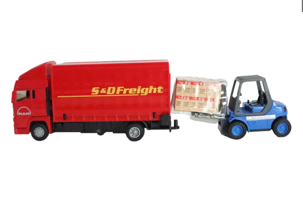 Man Kırmızı Kamyon ve Forklift Kız Erkek Çocuk Oyuncak Eğitici Oyuncaklar - Image 1