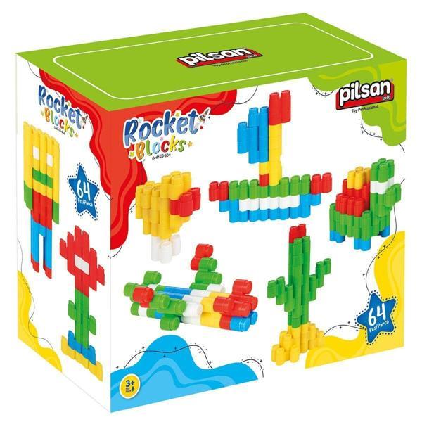 03 604 Rocket Bloklar 64 Parça -Pilsan Oyuncak Kız Erkek Çocuk Oyuncak Eğitici Oyuncaklar - Image 1