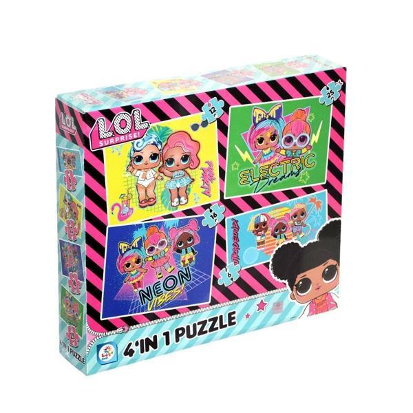 LOL7627 Laço Kids L.O.L. 4'ü1 Kutuda Puzzle / 6+12+16+25 Parça Puzzle Kız Erkek Çocuk Oyuncak Eğitic - Image 1