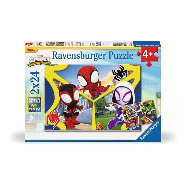 57290 Spidey and Amazing Friends 2x24 parça Ravensburger Puzzle Kız Erkek Çocuk Oyuncak Eğitici Oyun - Image 1