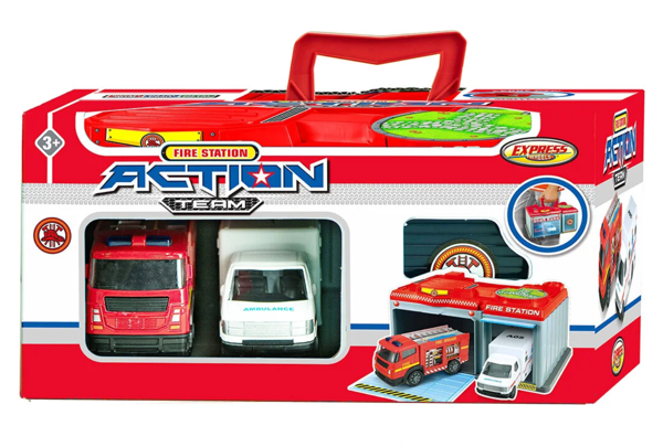 Express Wheels Metal Araçlı Çantalı İtfaiye Seti Kız Erkek Çocuk Oyuncak Eğitici Oyuncaklar - Image 1