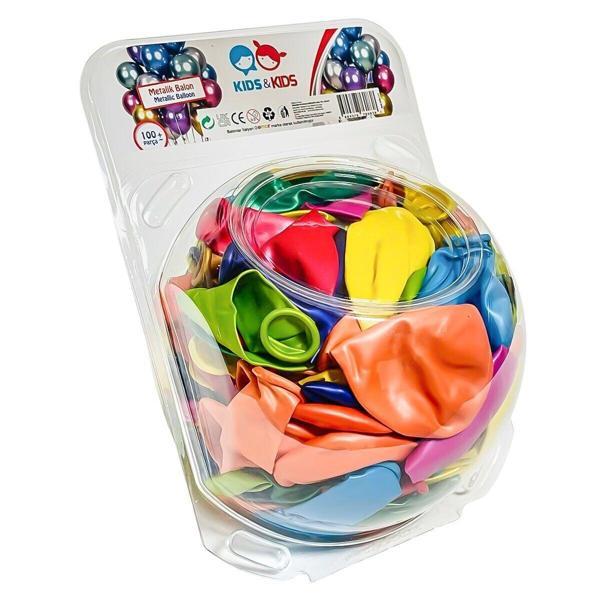 STR-117 Metalik Karışık Renk 100lü Balon Kız Erkek Çocuk Oyuncak Eğitici Oyuncaklar - Image 1