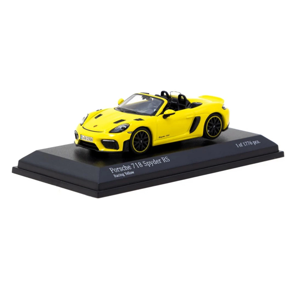 Tarmac Works x Minichamps 1/64 Porsche 718 Spyder RS Racing Yellow Kız Erkek Çocuk Oyuncak Eğitici O - Image 1