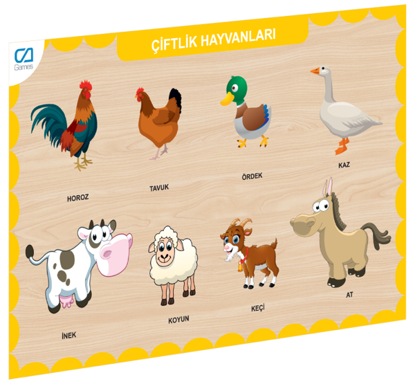 CAAHS-3211 CA GAMES AHŞAP ÇİFTLİK HAYVANLARI BUL-TAK Kız Erkek Çocuk Oyuncak Eğitici Oyuncaklar - Image 1