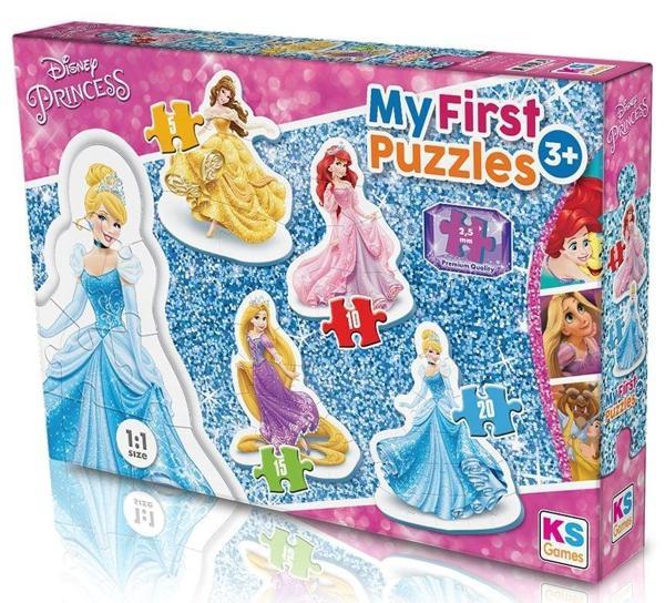 KS Baby Puzzle Disney Prensesler My First Puzzle 4 in 1 Çerçevesiz Kız Erkek Çocuk Oyuncak Eğitici O - Image 1