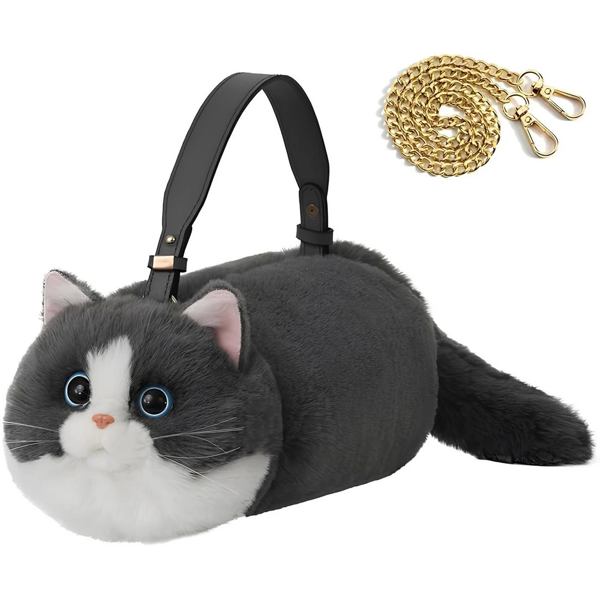 B&D Kedi El Çantası Gri Kız Erkek Çocuk Oyuncak Eğitici Oyuncaklar - Image 1