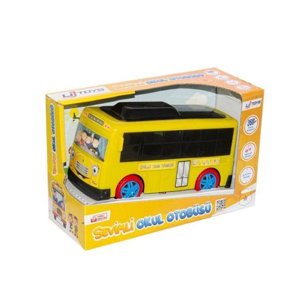 150003 Çarp Dön Sesli Okul Otobüsü Sarı/Kırmızı Kız Erkek Çocuk Oyuncak Eğitici Oyuncaklar - Image 1